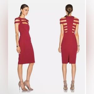 Cushnie Et Ochs Strappy-Shoulder Jersey Sheath Dress, Red Size 0